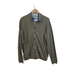 Tommy Bahama Mens Full Zip Jacket L G Khaki Green Cotton Sweatshirt